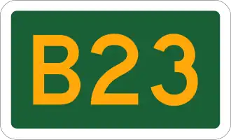 Alphanumeric route which was previously used in the ACT & NSW before 2020 - progressively being replaced with the national standard. Note the white border.