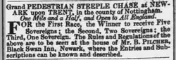 Advertisement for a steeplechase open to All England to be held near Newark, Nottinghamshire, on Good Friday, 17 April 1840