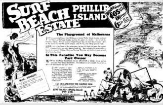 Newspaper advertisement with depictions by artist Hugh Paton, 1926