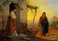 Maria, sister of Lazarus, meets Jesus who is going to their house