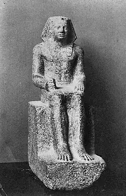 Statuette of Nyuserre Ini of uncertain provenance, now in the Egyptian Museum[note 36]