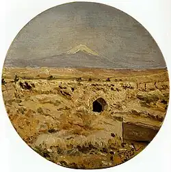 Mausoleum in the portrait by Behruz Kangarli, the early 20th century
