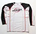 A long-sleeved rash guard