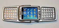 Nokia E70, unusual candybar/flip form with a QWERTY keyboard