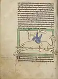 A Dromedary (dromedarius) carries an archer f.30v
