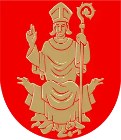 Nousiainen Coat of Arms, with Henry stepping on Lalli