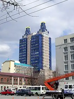 Image 28A new (2003) apartment building in Novosibirsk (from History of Siberia)