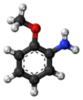 Ball-and-stick model of the o-anisidine molecule