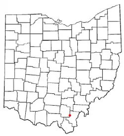 Location of Centerville, Gallia County, Ohio