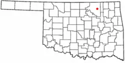 Location of Barnsdall in Oklahoma
