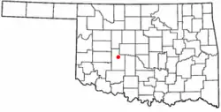 Location of Binger, Oklahoma