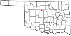 Location of Hennessey, Oklahoma