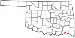 Location of Hugo, Oklahoma