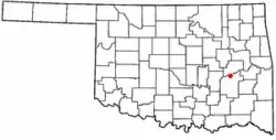 Location of Indianola, Oklahoma