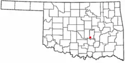 Location of Konawa, Oklahoma