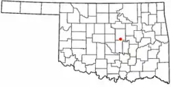 Location of Meeker, Oklahoma