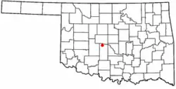 Location of Minco, Oklahoma