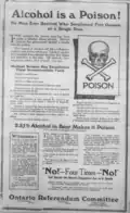 A 1919 newspaper advertisement by the Ontario Referendum Committee in support of the Ontario Temperance Act