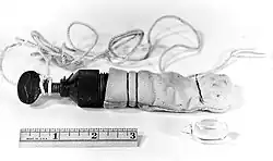 The Dog Drag was designed to confuse tracking dogs. When crushed, the glass vial emitted a noxious odor and caused the dogs to retreat.