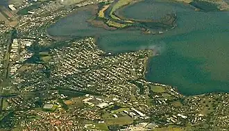 Aerial view of Oak Flats from the east