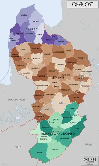 Ober Ost (administrative scope and organization in March 1917)