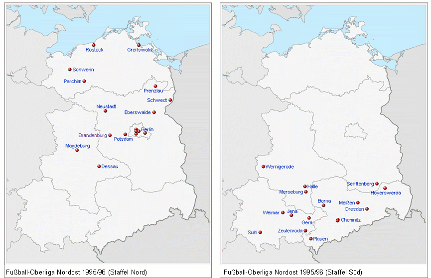 Location of teams in the 1995–96 NOFV-Oberliga