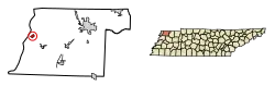 Location of Samburg in Obion County, Tennessee.