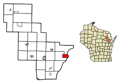 Location of Oconto in Oconto County, Wisconsin