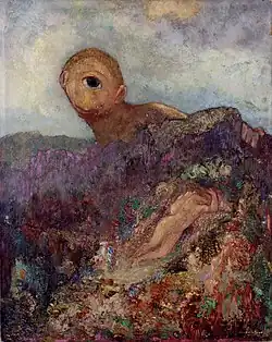 The Cyclops; by Odilon Redon; c.1914; oil on cardboard on panel; 64 x 51&nbsp;cm; Kröller-Müller Museum (Otterlo, the Netherlands)[233]
