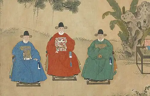 Ming dynasty's mandarins in imperial costume.