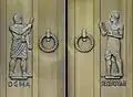Sculpted bronze figures of Ogma and Sequoyah (1939)
