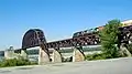 The bridge viewed from the Clarksville waterfront in 2007