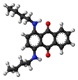 Ball-and-stick model of the Oil Blue 35 molecule