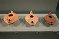 Three examples of Islamic mould-made lamps, 7th–8th century