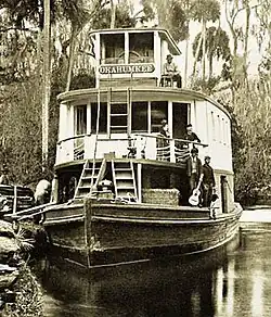 Image 12An 1890s photo of the tourist steamer Okahumke'e on the Ocklawaha River, with black guitarists on board (from Origins of the blues)