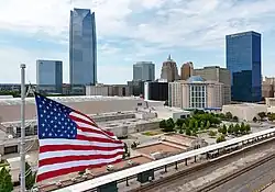 Oklahoma City skyline as seen from above the Santa Fe Depot