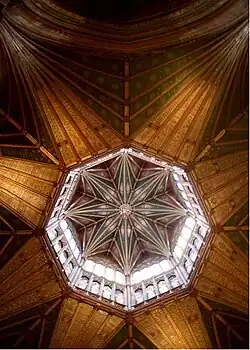 Norman Ely Cathedral has a Gothic octagon supported on wooden hammer beams.