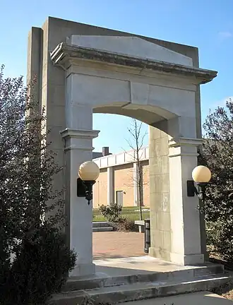 Entry to Old Main Building, reconstructed on High Street opening onto the Quadrangle