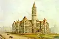 Third City Hall (circa 1899), watercolour
