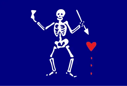 According to one source, Charles Harris used a blue version of the Old Roger flag.[56]
