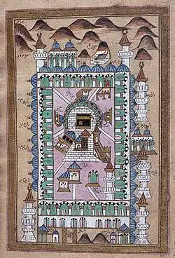 A 1787 Ottoman Turkish map of Masjid al-Haram, and related religious sites, such as Jabal al-Nour