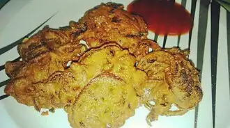 Onion fritters (piyaji), a Bengali dish