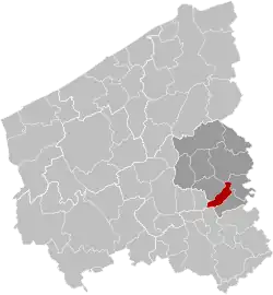 Location of Oostrozebeke in West Flanders