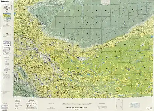 From the Operational Navigation Chart; map including Makit (labeled as Markit (Mai-kai-t'i))(DMA, 1980)[b]