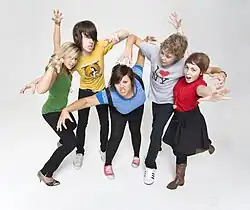 Operator Please in 2008 Left to right: Taylor Henderson, Ashley McConnell, Amandah Wilkinson, Tim Commandeur and Sarah Gardiner