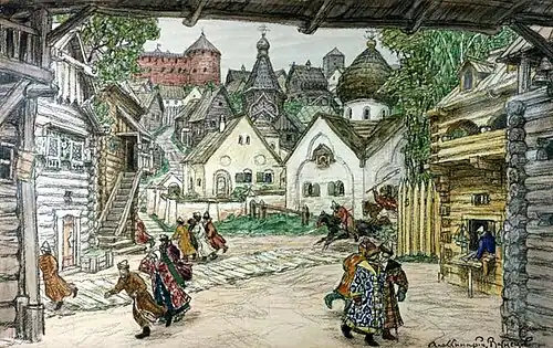 Set for the opera The Oprichnik by Tchaikovsky (1911)