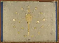 Paul Hadley's original flag proposal. This flag is in possession of the Indiana State Museum.[23]