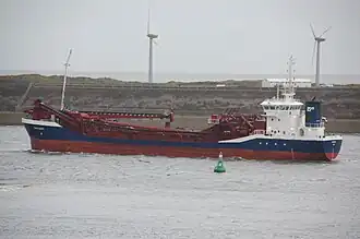 The Orisant a trailing suction dredger in the port of IJmuiden, Netherlands