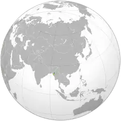 Location of Chinland (dark green)