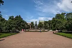 Ostrovsky Square with green trees around